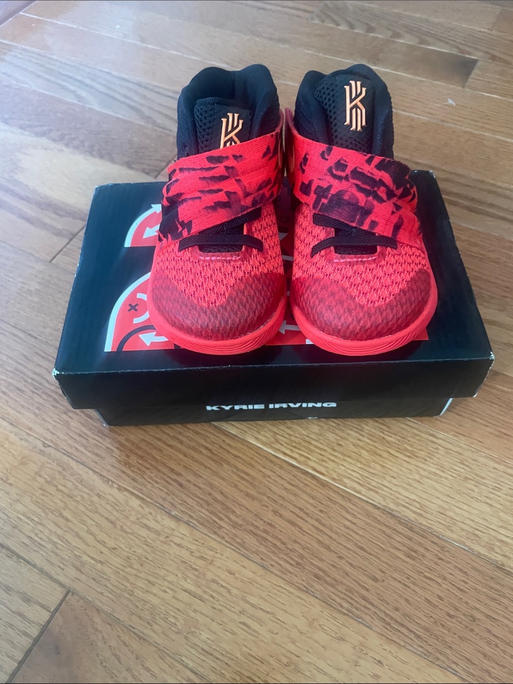 Kyrie Irving Kids' Red Basketball Sneakers with Strap